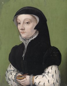 Portret van een vrouw met een boek door Anonymous